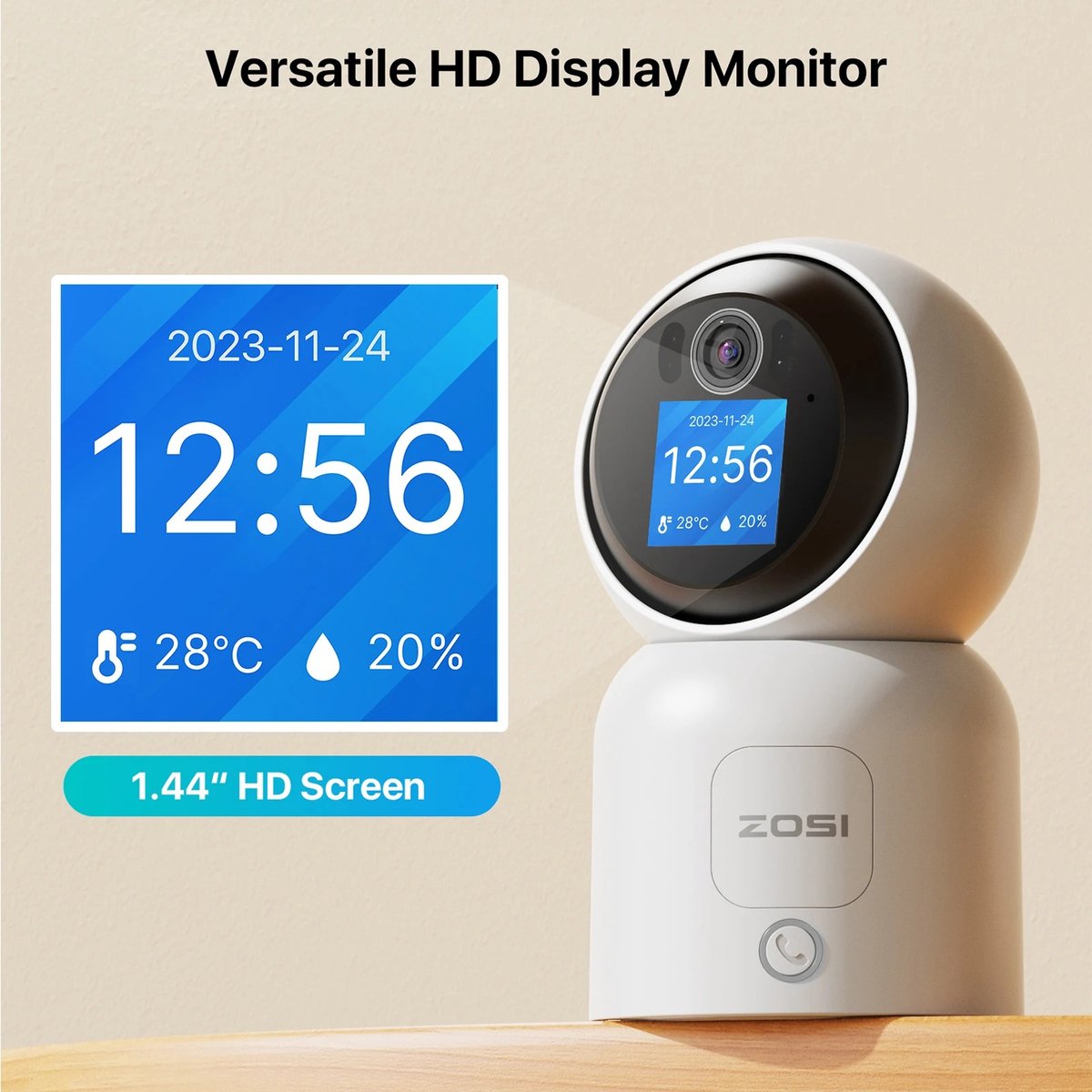 Babyfoon - Babyfoon met camera - 1.44 inch Scherm 2.4G/5G Wifi Videogesprek - Automatische Tracking - Draadloze IP Smart Surveillance Camera - Zosi C 519M 4mp Hd