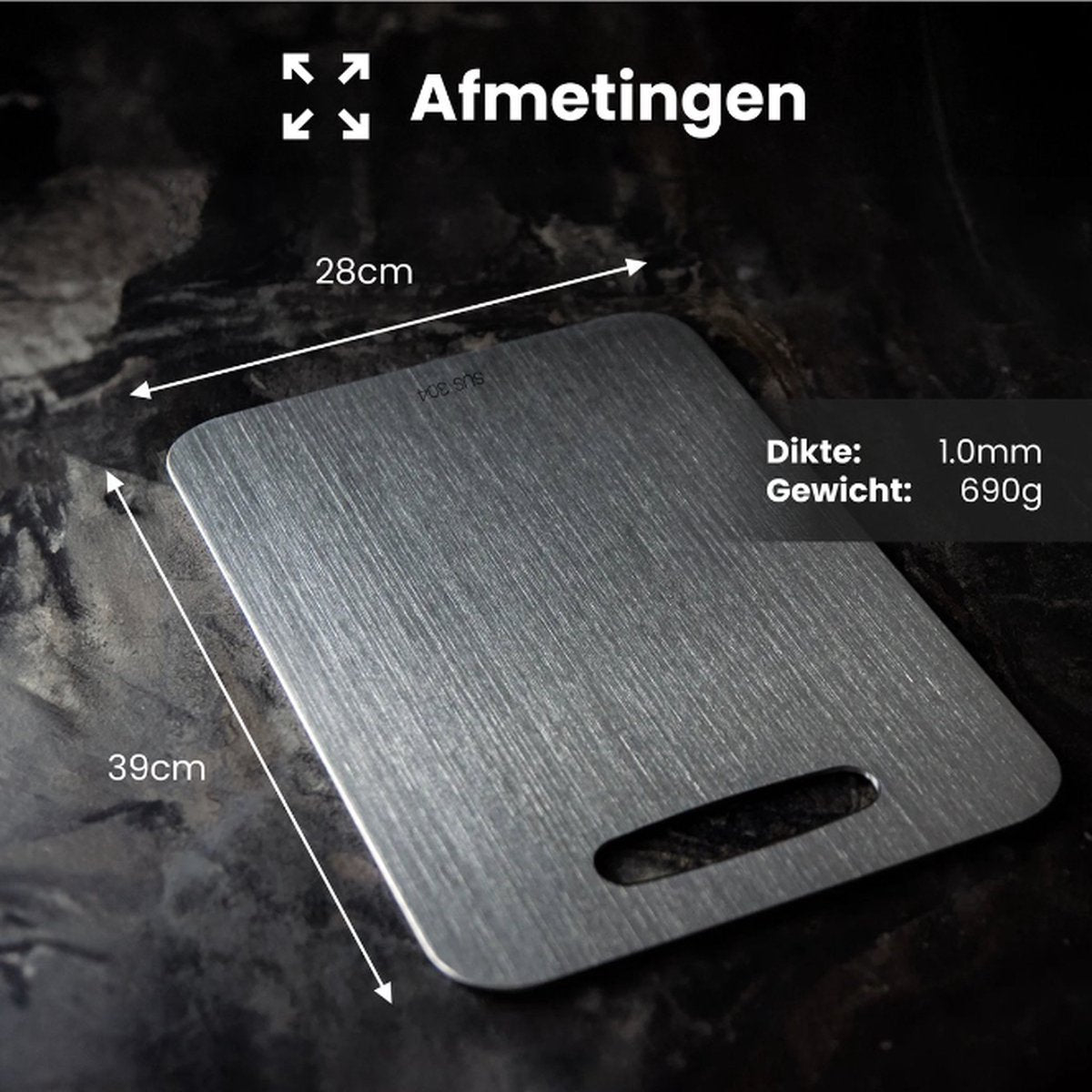 Stainless Steel Cutting Board - Dishwasher Safe - 39x28cm - Titanium Cutting Board - Cutting Boards
