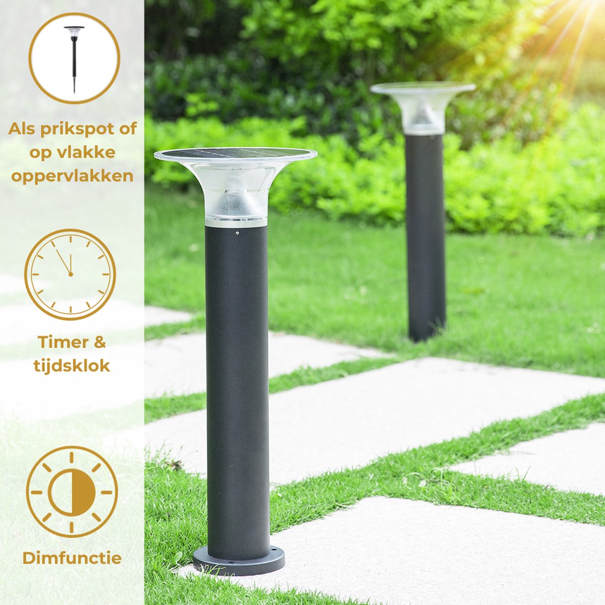 Solar LED lantern Phone controllable - with app - Solar energy - Path lighting - Light sensor - Bluetooth - Solar garden light