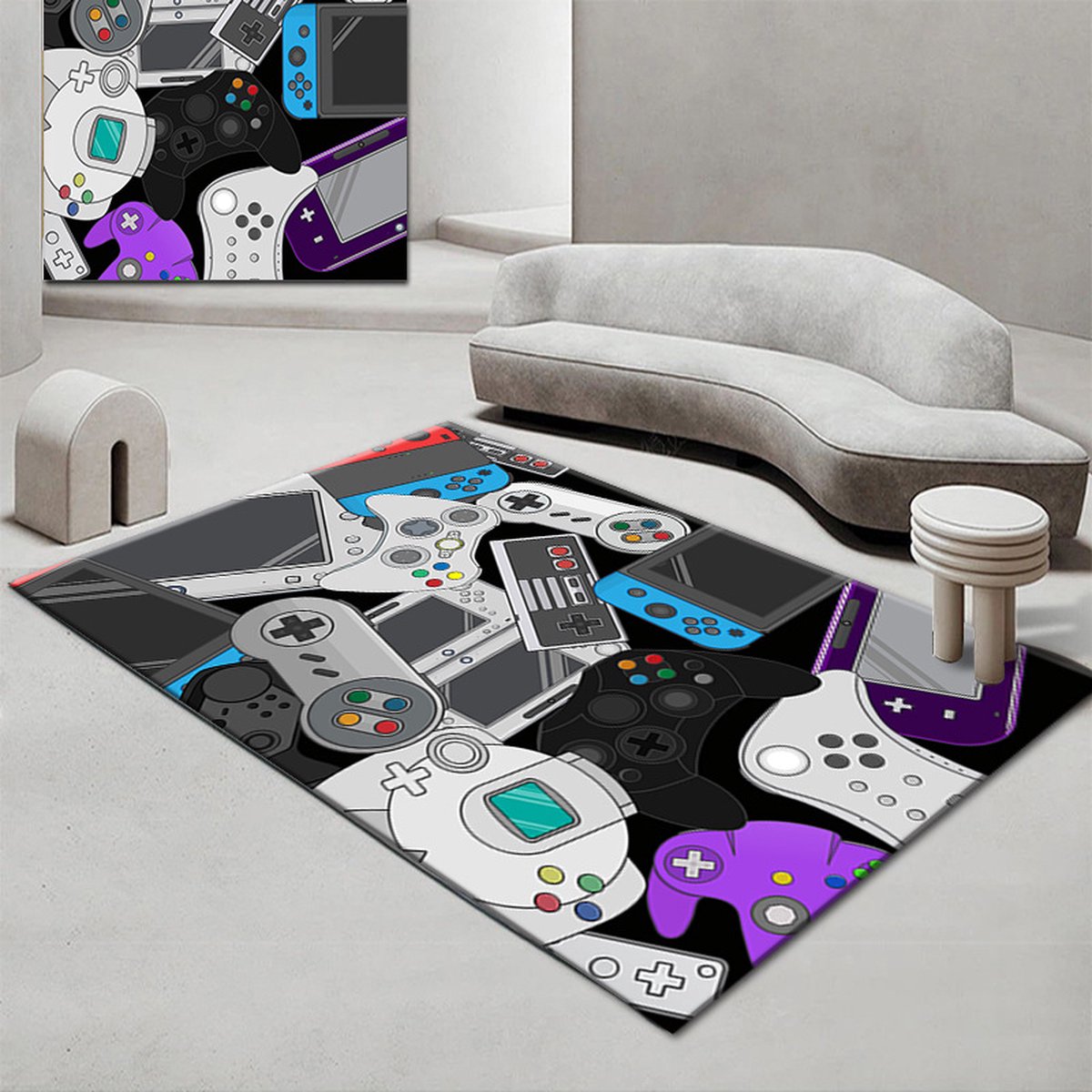 Gaming vloerkleed 100x150cm - Gameconsole design - Ideaal voor de gamekamer, kinderkamer & woonkamer