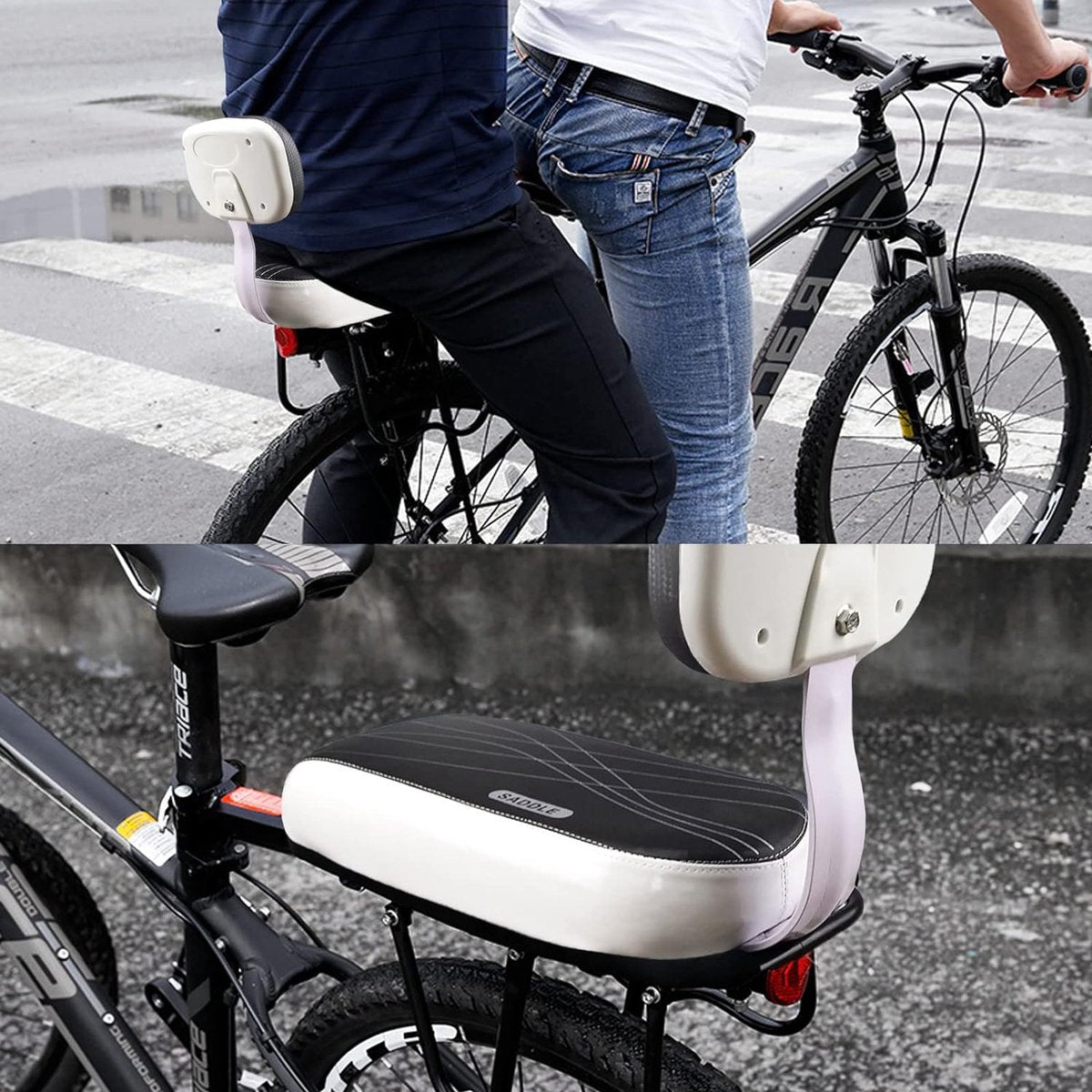 Fietsstoeltje - Fiets Achterzitje - Deluxe - met Rugleuning - Voetsteun - Zwart