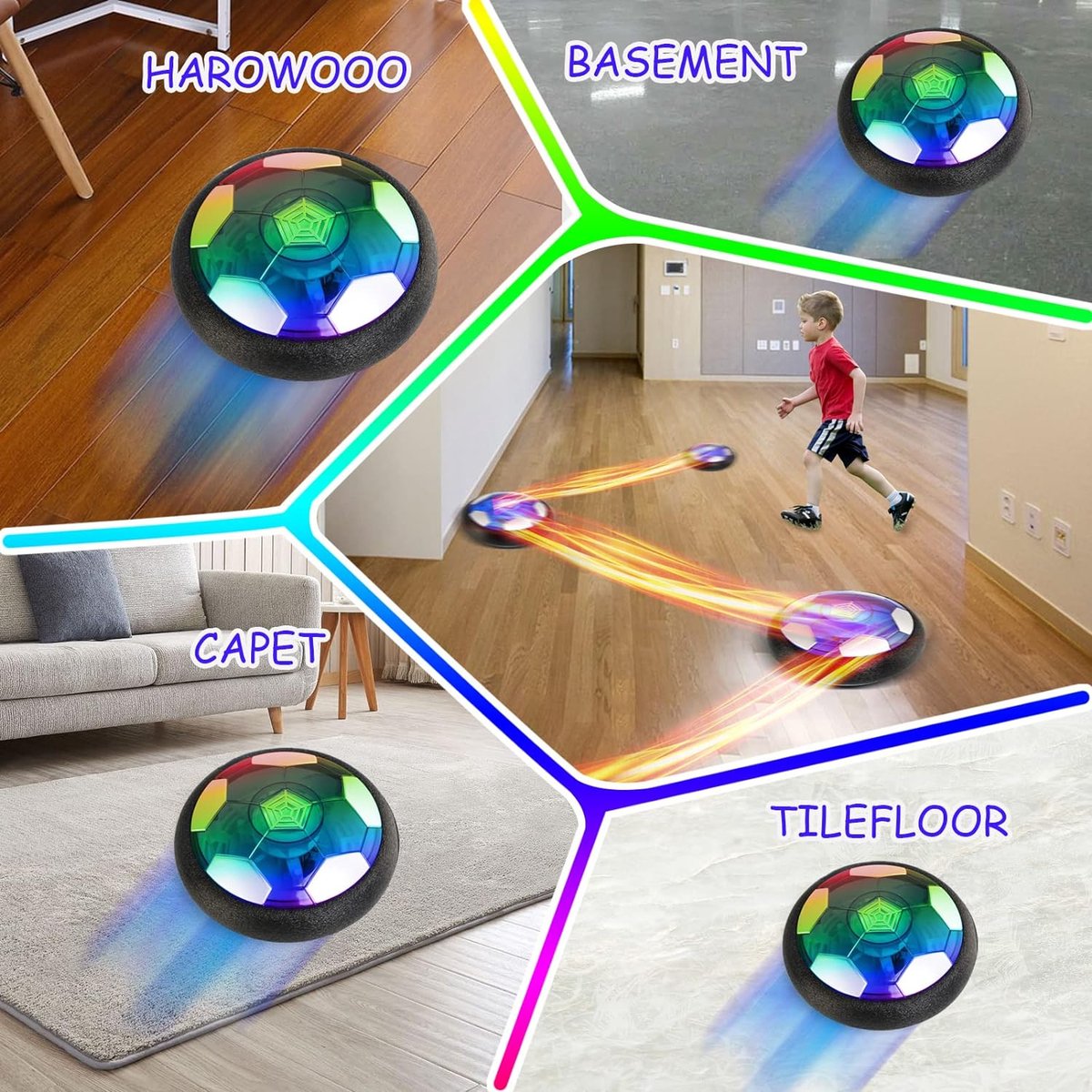 Hover Soccer - Set - Rechargeable - LED Light - Air Soccer - Hover Football - Air Football - Indoor Toy - For Kids - Football