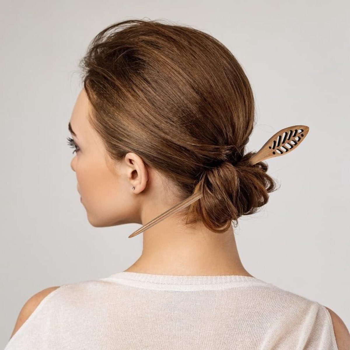 Houten Haarstok Haaraccessoires Set - Lange Haarspelden Hoorn Vork Pin - Chignon Houder - 4 Stuks