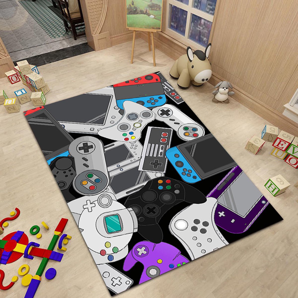 Gaming vloerkleed 100x150cm - Gameconsole design - Ideaal voor de gamekamer, kinderkamer & woonkamer