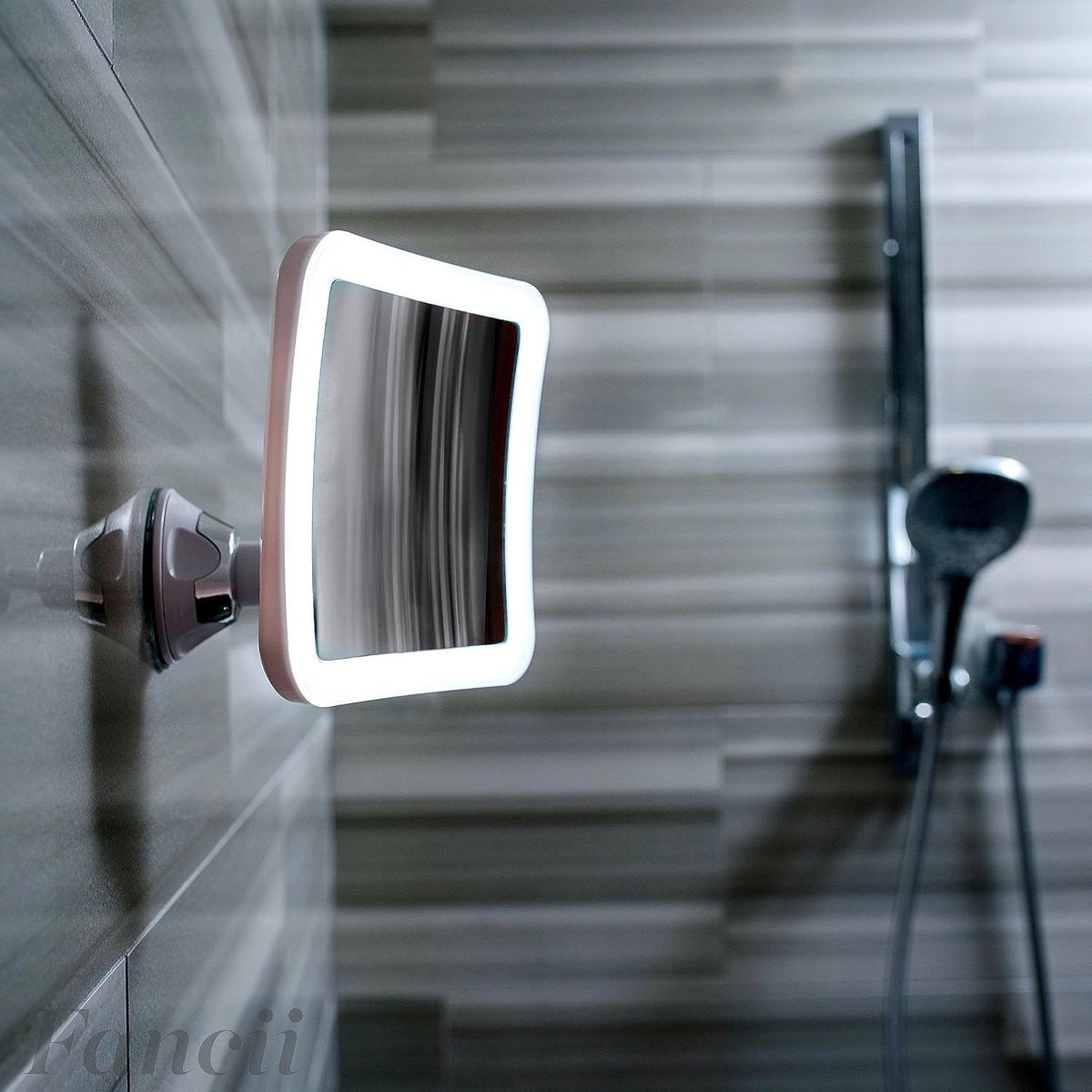 Verlichte make-upspiegel met 10x vergroting - daglicht led-vergrotingsspiegel - compact, draadloos, zuignap, 163 mm breed, 360° rotatie (Mira)