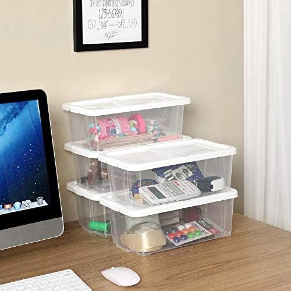 Storage Boxes with Lid Set of 12, Shoe Storage Box Transparent with Lid Plastic for Shoes up to Size 41 LSP12WT