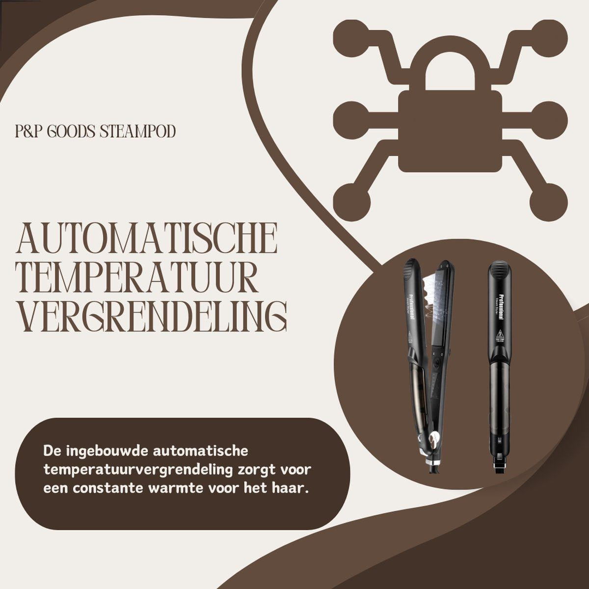 P&P Goods® Steampod - Stijltang - Haarverzorging - Stoomstijltang - Met LED Verlichting - Krultang - Zwart