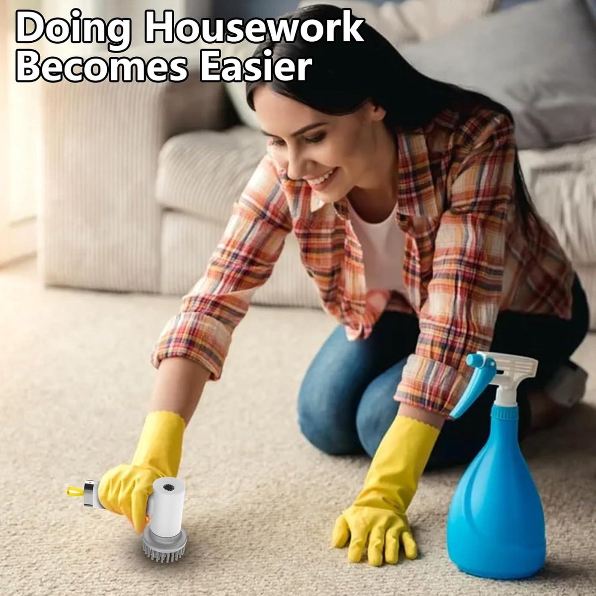 Electric Power Scrubber Cleaning Brush - 3 Brushes - Waterproof - Kitchen Bathroom Tiles