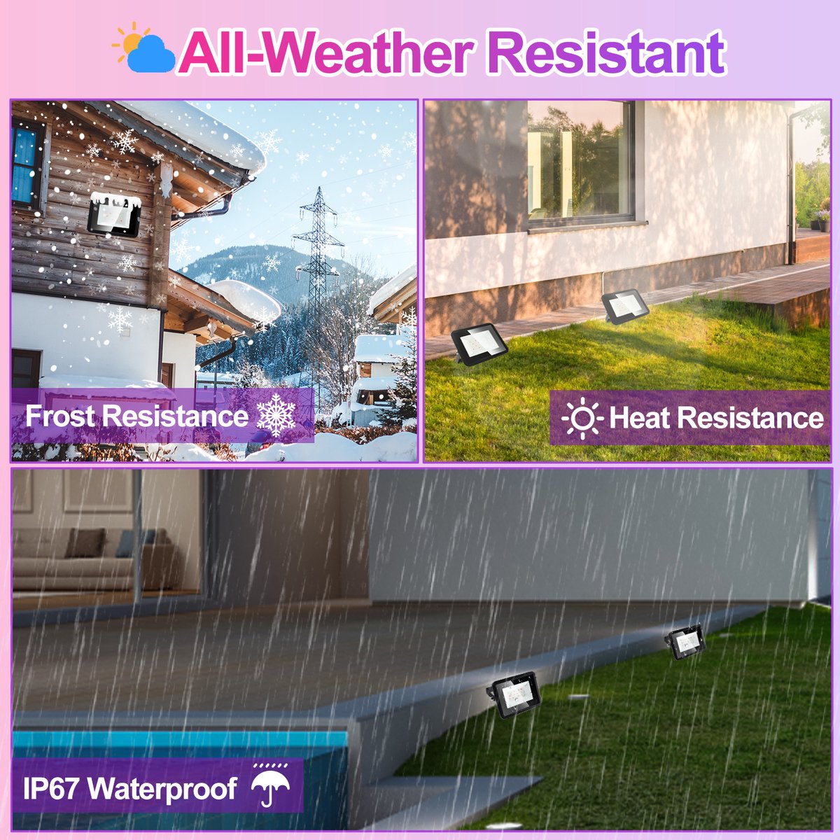 4X 50W RGB-schijnwerper Afstandsbediening RGB LED schijnwerper Waterdicht IP65 LED Floodlight Zwart
