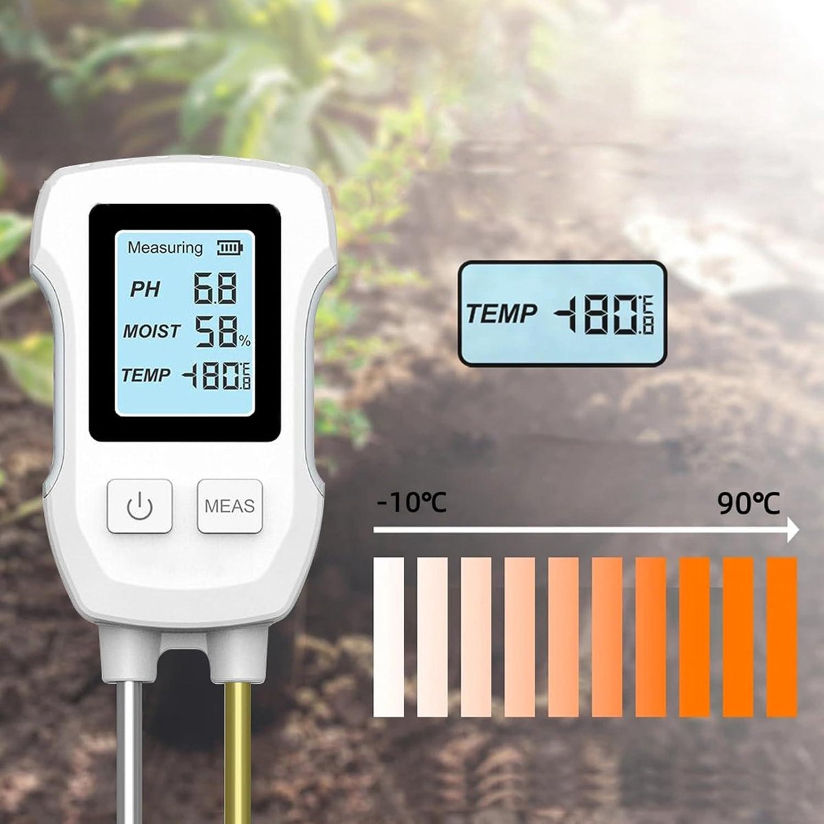 Highly Accurate Soil Moisture Meter with Digital Display - Soil Moisture Tester - Dual Probe - Soil PH Meter