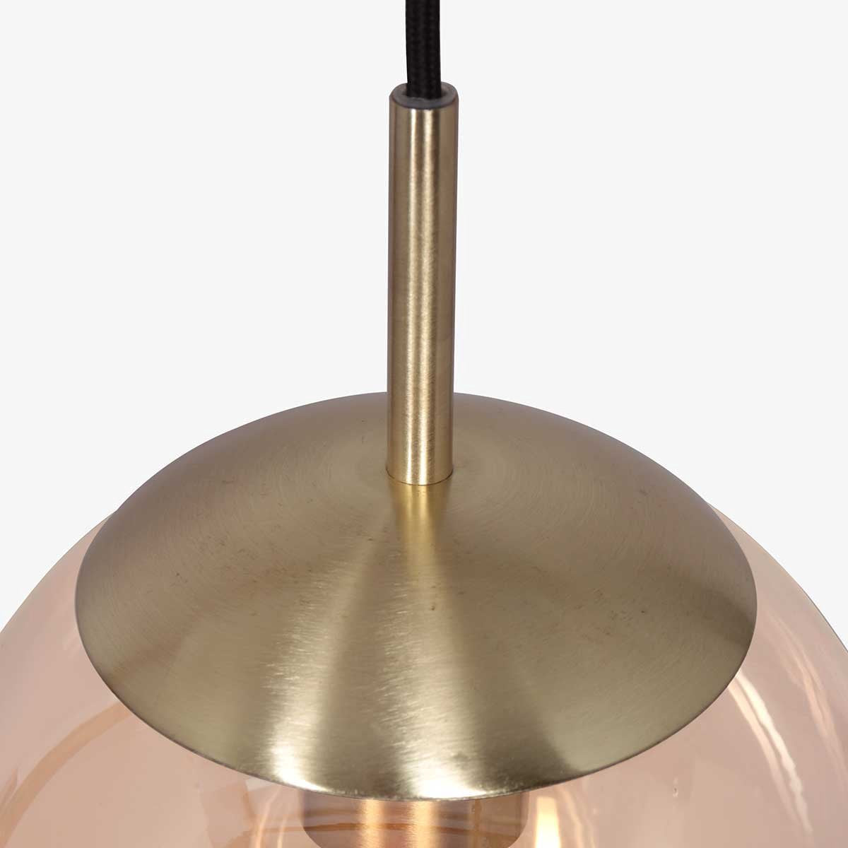 Hanging lamp glass sphere | 1 light | amber / gold / black | glass / metal | Ø 30 cm | height adjustable up to 170 cm | dining room / dining table lamp | modern / atmospheric design