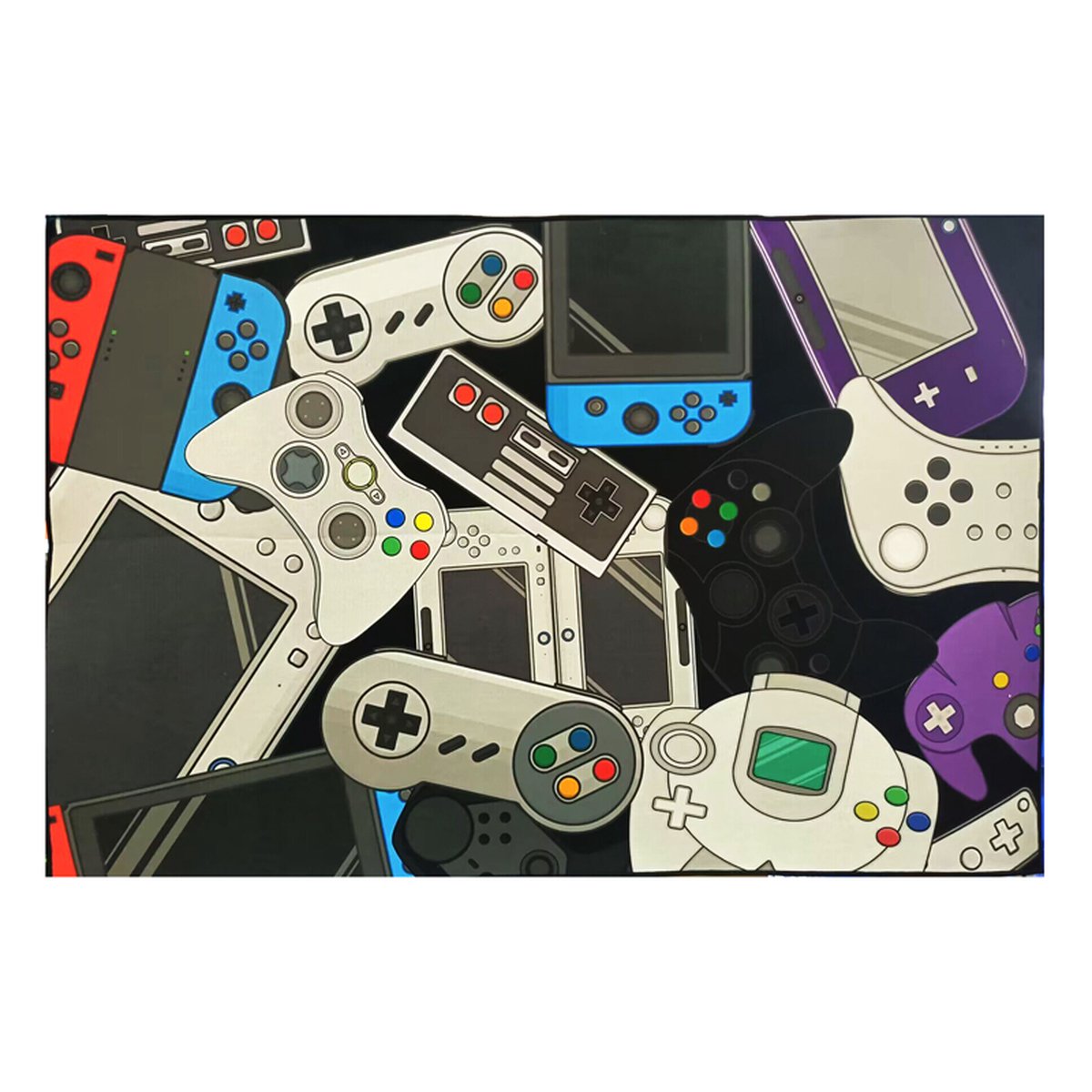 Gaming vloerkleed 100x150cm - Gameconsole design - Ideaal voor de gamekamer, kinderkamer & woonkamer