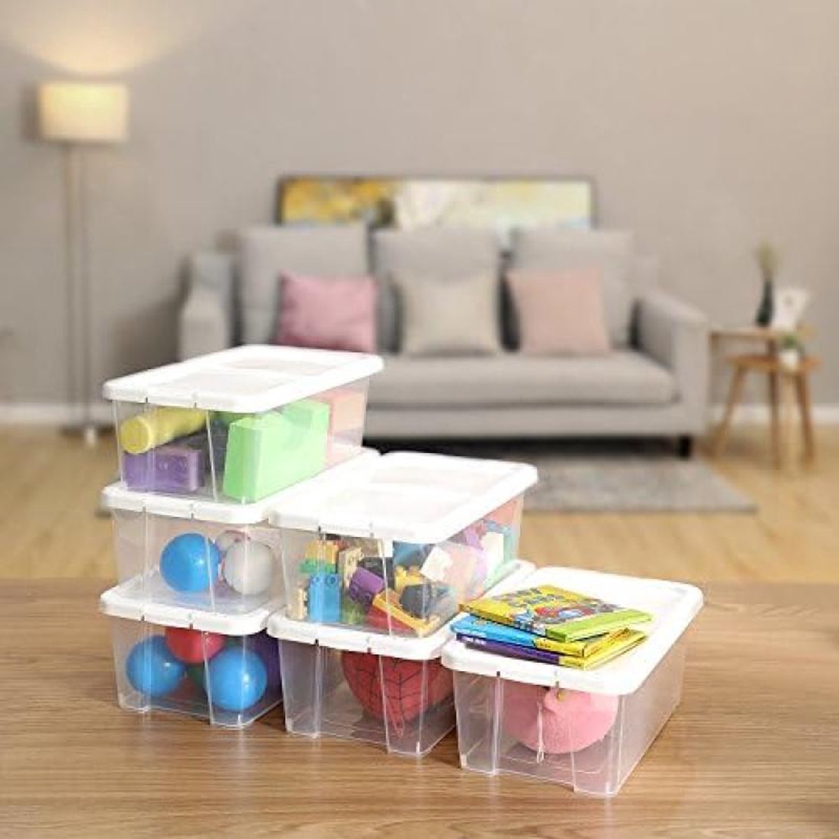 Storage Boxes with Lid Set of 12, Shoe Storage Box Transparent with Lid Plastic for Shoes up to Size 41 LSP12WT