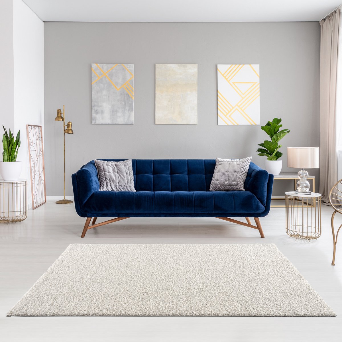 Loca Shaggy Vloerkleed Crème - 120x170 CM - Hoogpolig Vloerkleed - Tapijt Woonkamer, Slaapkamer