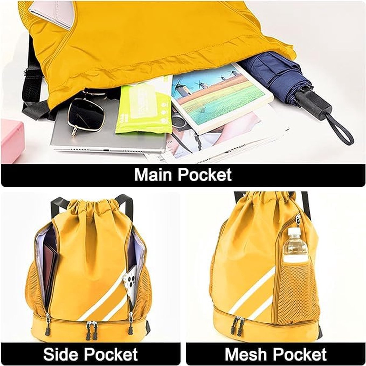 Spacious Water-Resistant Backpack with Separate Shoe Compartment and Side Pockets for Sports and Daily Use