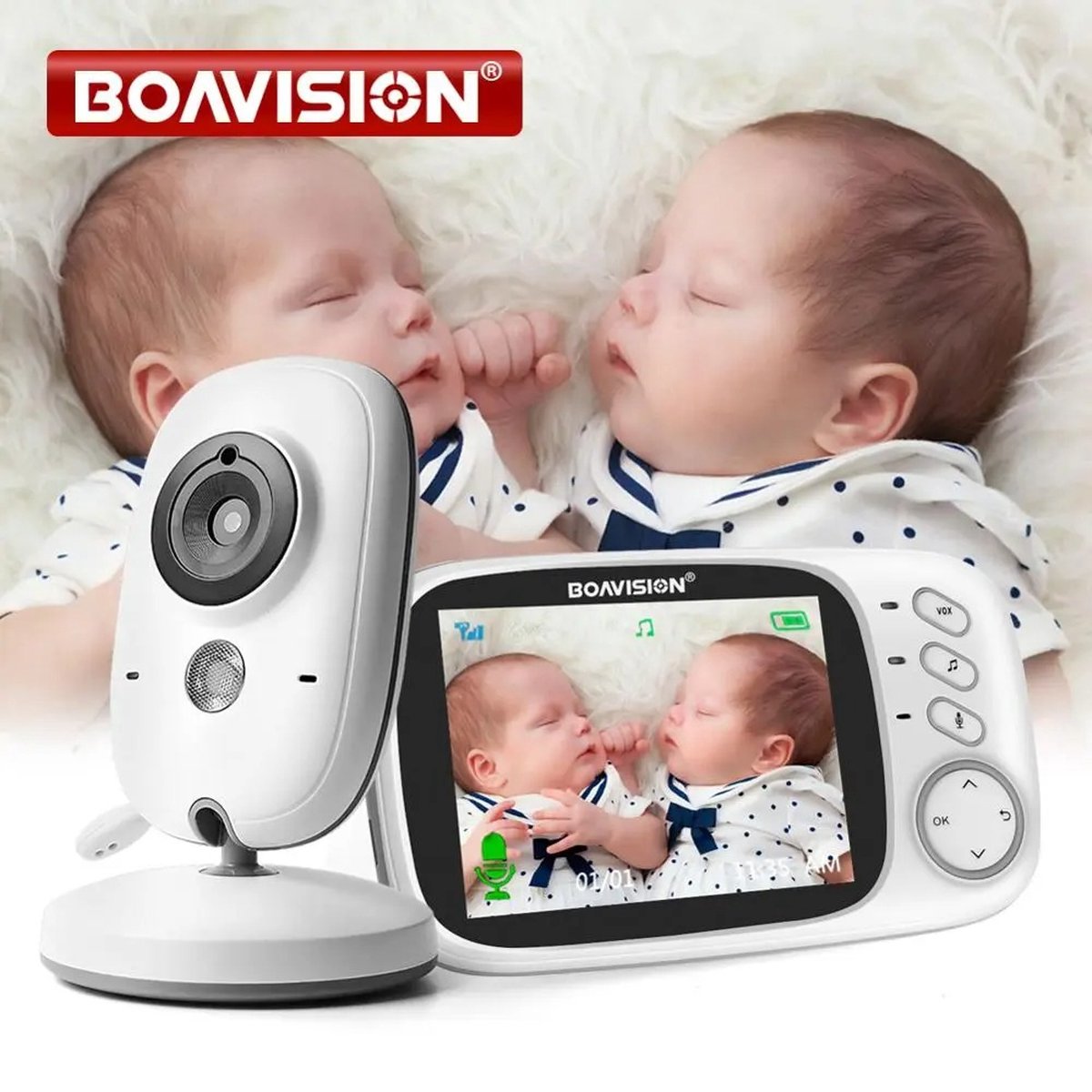 Babyfoon - Babyfoon met Camera - Babyfoon met Scherm - Baby Monitor - Talk Back Functie - Wit - 50 meter Binnenshuis - 250 meter Buitenshuis.