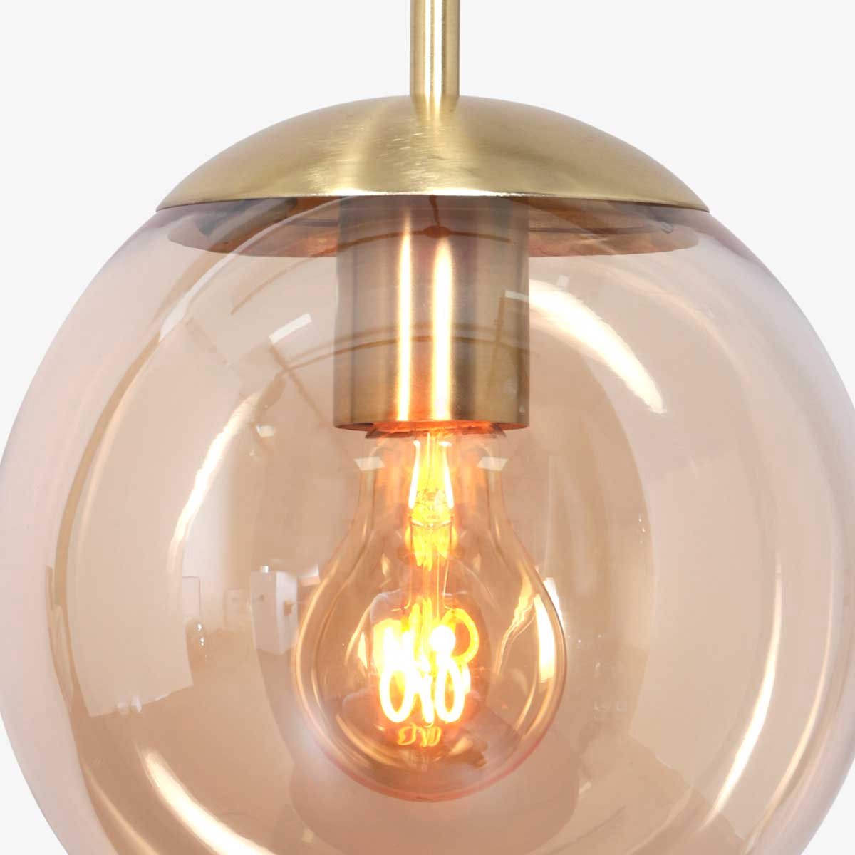 Hanging lamp glass sphere | 1 light | amber / gold / black | glass / metal | Ø 30 cm | height adjustable up to 170 cm | dining room / dining table lamp | modern / atmospheric design