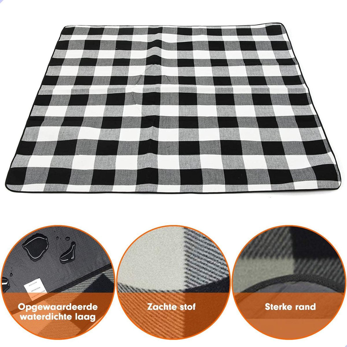 Sam's Home XXL Picknickkleed - Waterdicht - 200 x 200 cm - Lederen houder - Buitenkleed