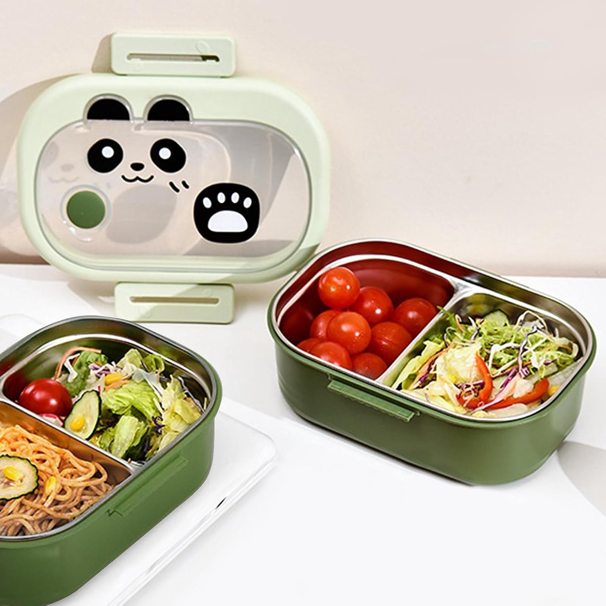 Stainless steel children's lunchbox with compartments, lunch box with divider, BPA-free bento box, snack box for girls and boys, snack box for school and kindergarten