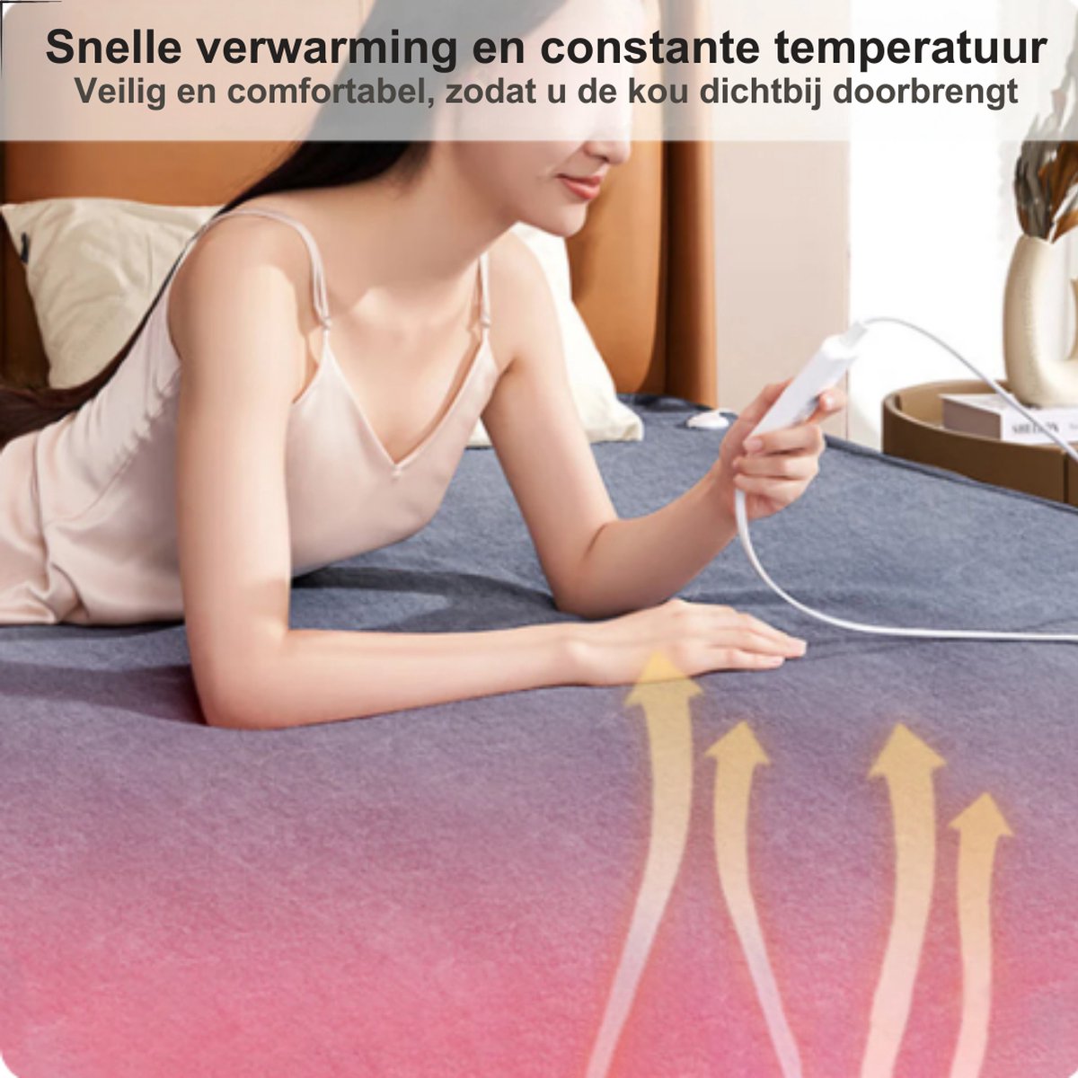 P&P Goods Elektrische Deken – Onderdeken – Warmtedeken – Dubbele Temperatuurregelaar – Zacht & Huidvriendelijk – Automatische Uitschakeling – Waterdicht – Met Afstandsbediening – 1.5M Kabel – 70x150CM – Grijs