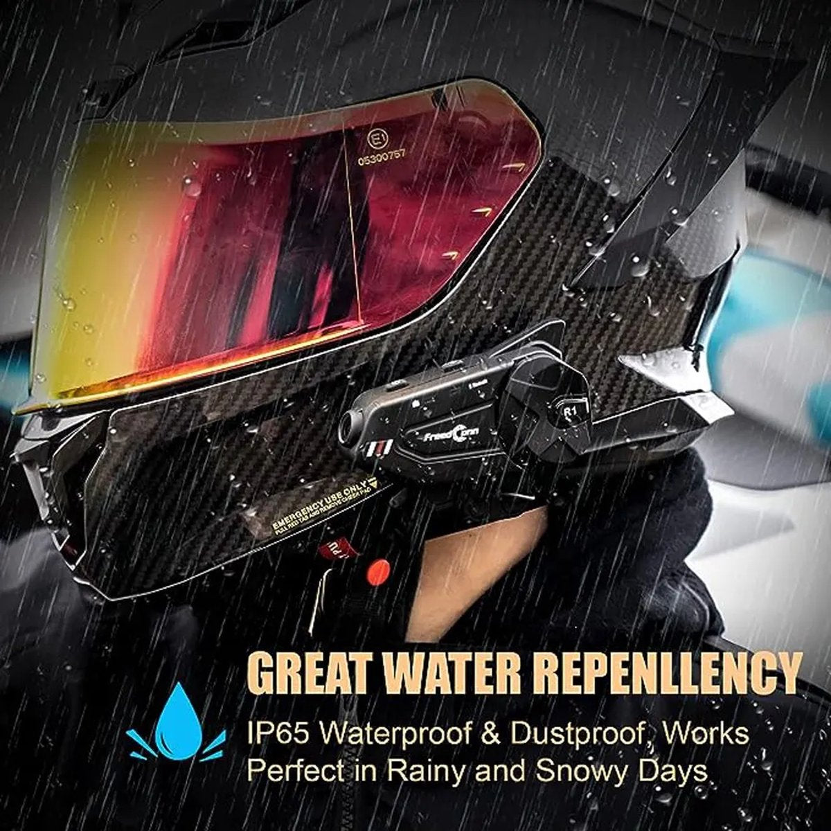 Motorcycle Intercom - Helmet - Dashcam - Bluetooth - Headsets - Hands-free - Communicator - Video Record - 1080P - Interphone - With Video Recording - Wifi - Connectable up to 6 Riders