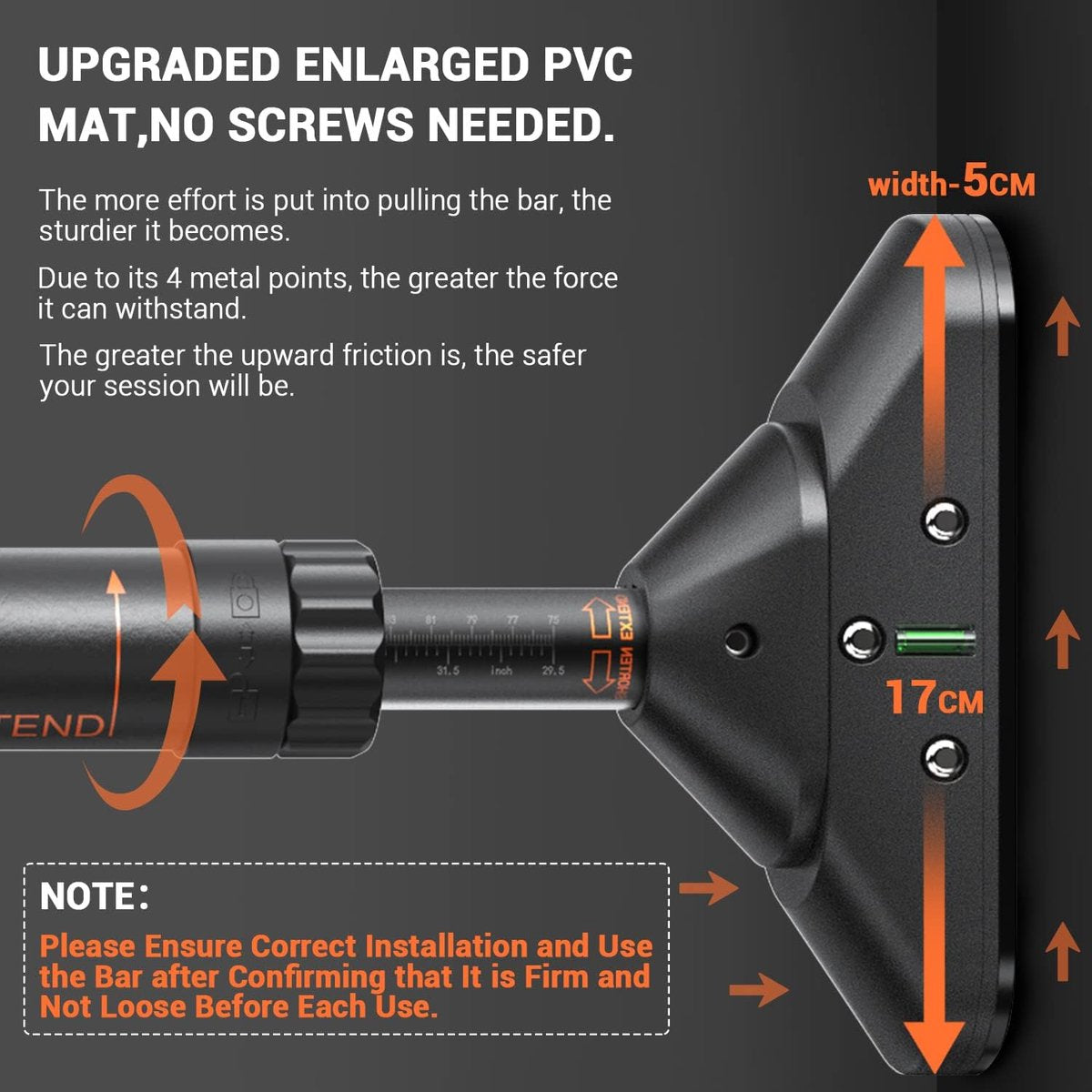 Adjustable Doorframe Pull Up Bar - No Screws - Up to 200kg - Sportneer