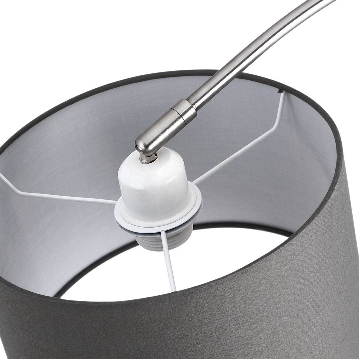 Monzana Booglamp Incl. Kap – Marmeren Voet - 150-175 cm Grijs