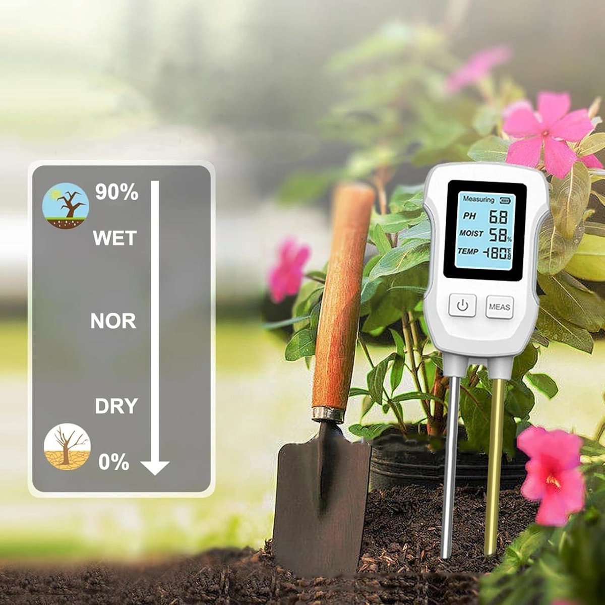 Highly Accurate Soil Moisture Meter with Digital Display - Soil Moisture Tester - Dual Probe - Soil PH Meter