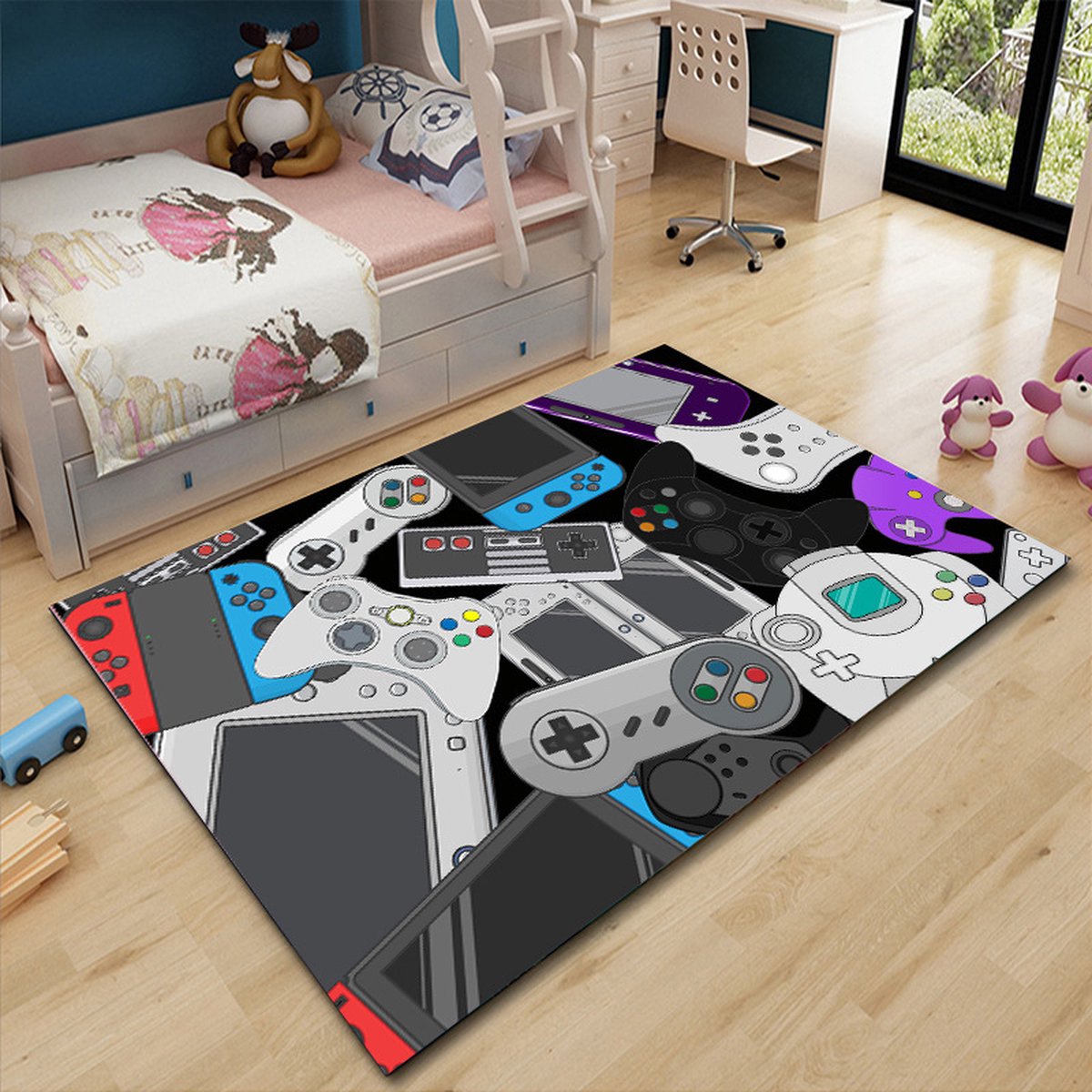 Gaming vloerkleed 100x150cm - Gameconsole design - Ideaal voor de gamekamer, kinderkamer & woonkamer