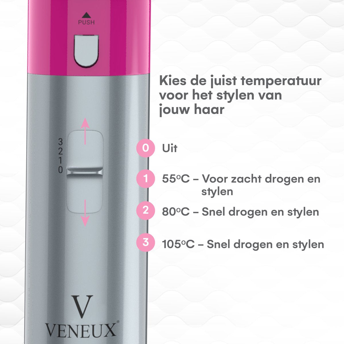 VENEUX® Föhnborstel - Airstyler - Krulborstel - Krultangen - 5-in-1 Multistyler - Grijs