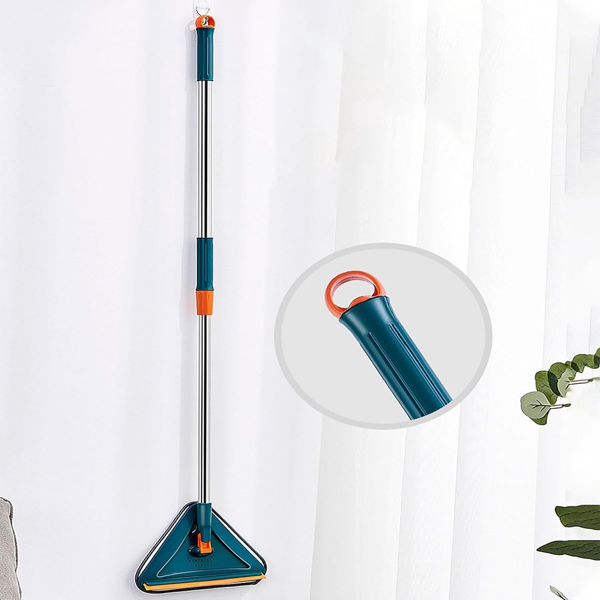 Triangle Mop with Long Handle, 360 Degree Rotating, Adjustable, Triangular Mop, Baseboard, Cleaner, Tool, Washer, Microfiber, Mop for Windows, Floor, Wall, Hardwood, Tiles
