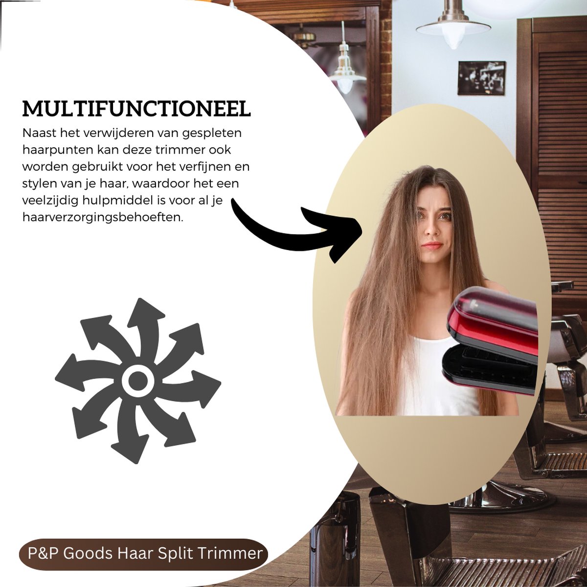 P&P Goods® Hair Split Trimmer - Hair care - For damaged hair - Electric - Split ends - Black