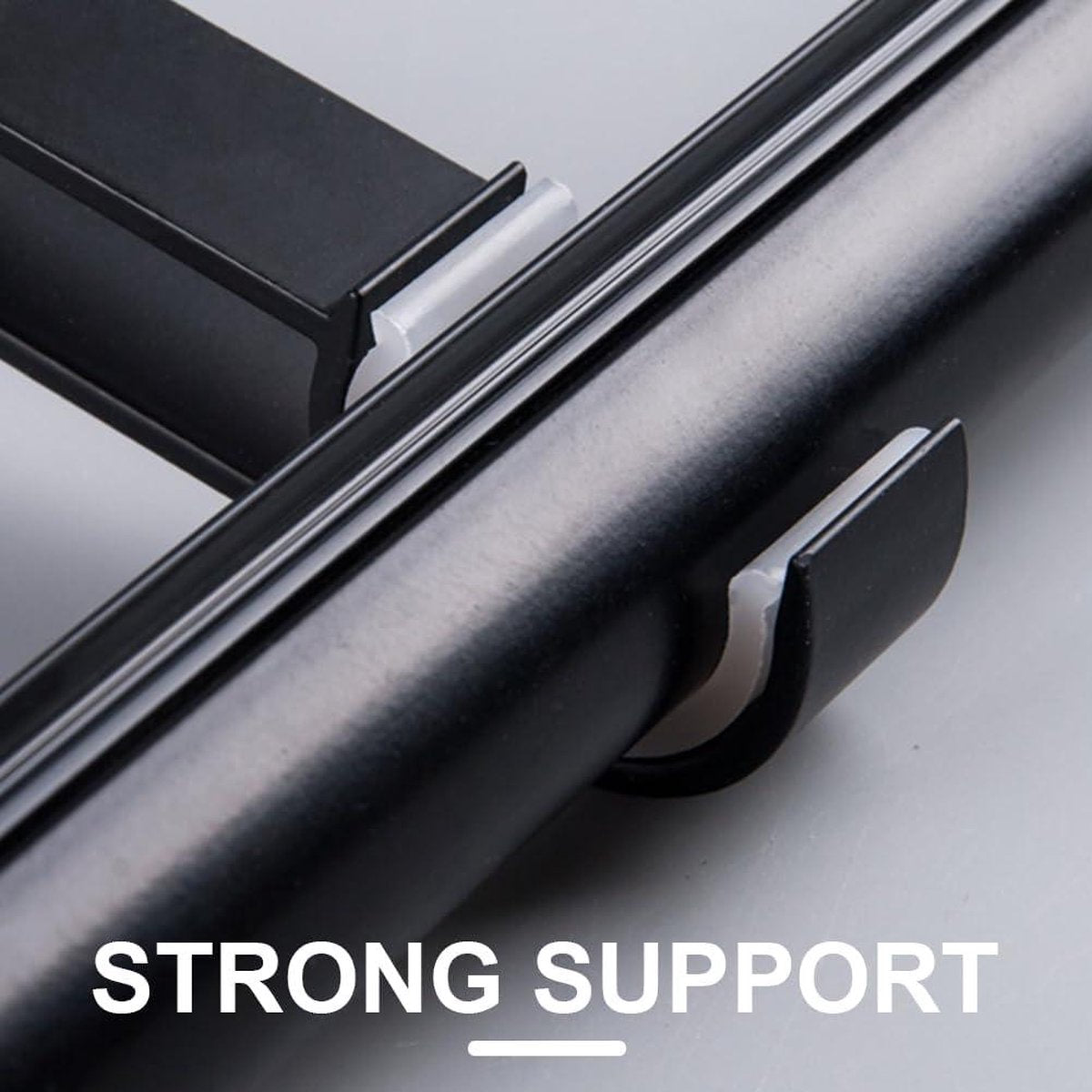 Adjustable black curtain rod holders - set of 4 - aluminum alloy with screws