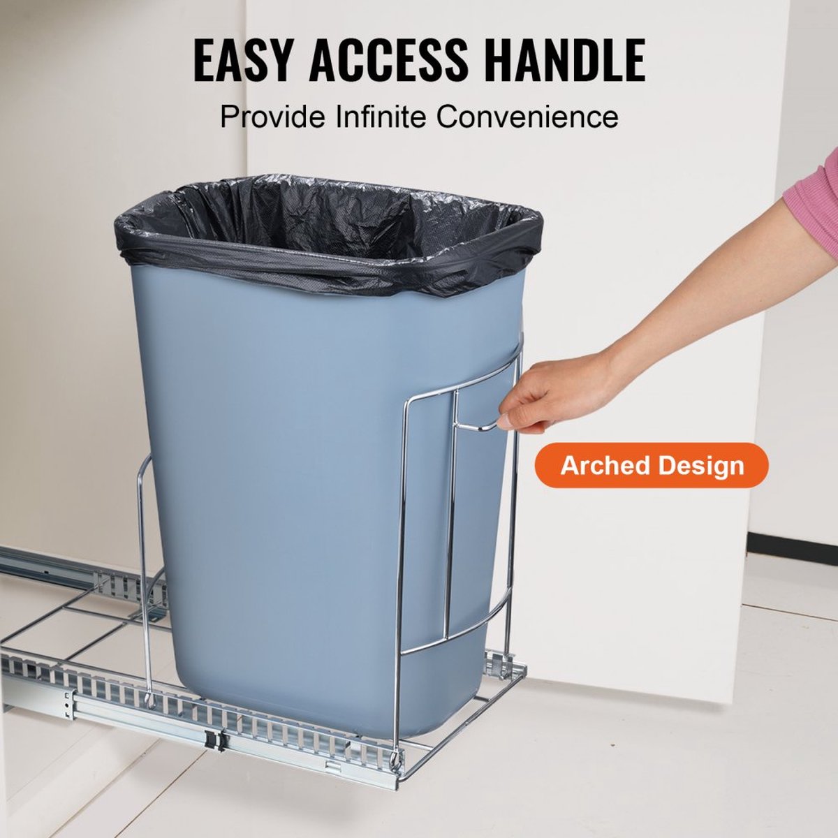 Pull-Out afvalemmer onderbouw keukenafvalbak met push-handgreep 16 kg draagvermogen Heavy-Duty vuilnisrecycling prullenbak voor keukenkast onder gootsteen