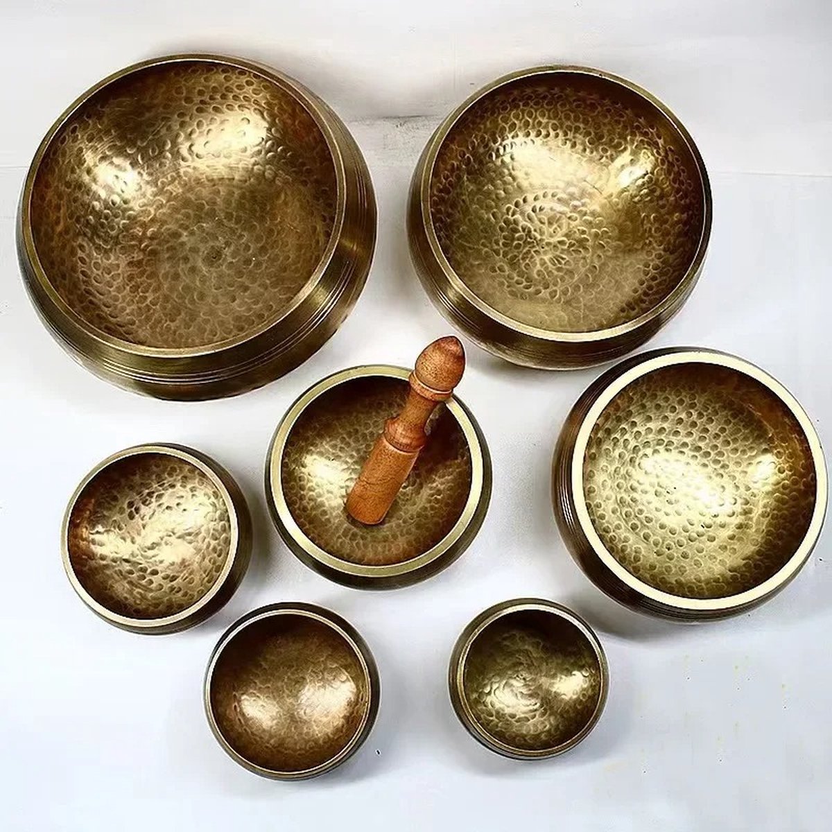 Klankschaal - Tibetaanse klankschaal - Koperen klankschaal - Klankschaal met klopper - Boeddha klankschaal - Handgemaakt - 150 mm