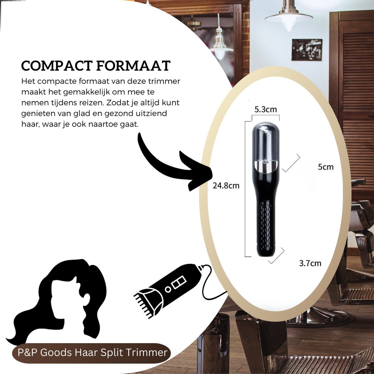 P&P Goods® Hair Split Trimmer - Hair care - For damaged hair - Electric - Split ends - Black