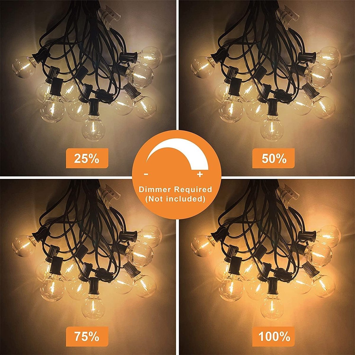 Outdoor lichtsnoer 60 m LED-gloeilampen - waterdicht - 100 + 4 onbreekbare lampen - tuin terras bruiloft feest - 2700 K warm wit