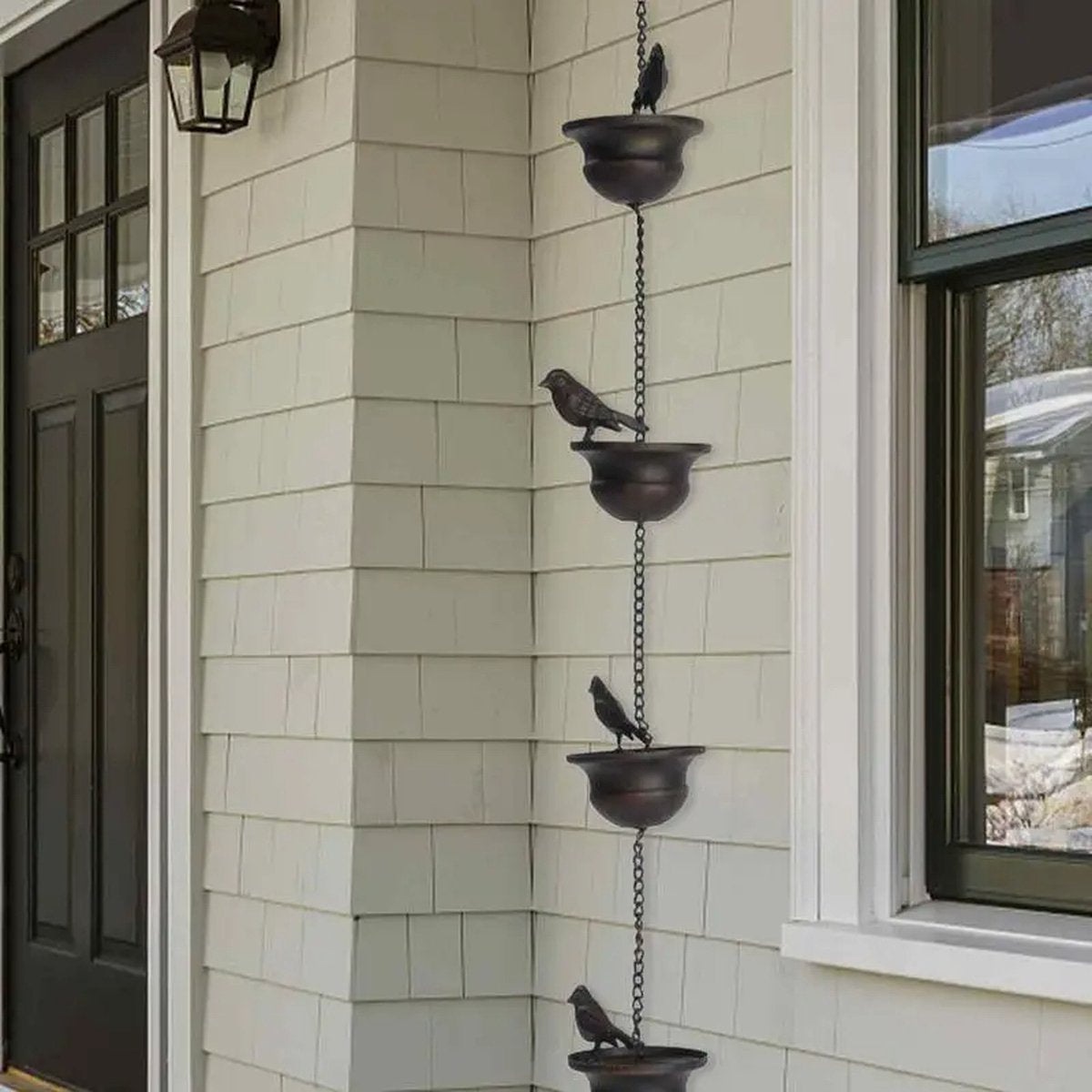 ShopEighty8 - Rain Chain - Metal Chain - Rain Catcher - Gutter Decoration - Bird Rain Chain - Balcony Decoration - Gift Idea - Waterfall Effect - 2.4 M Long - Bronze Finish