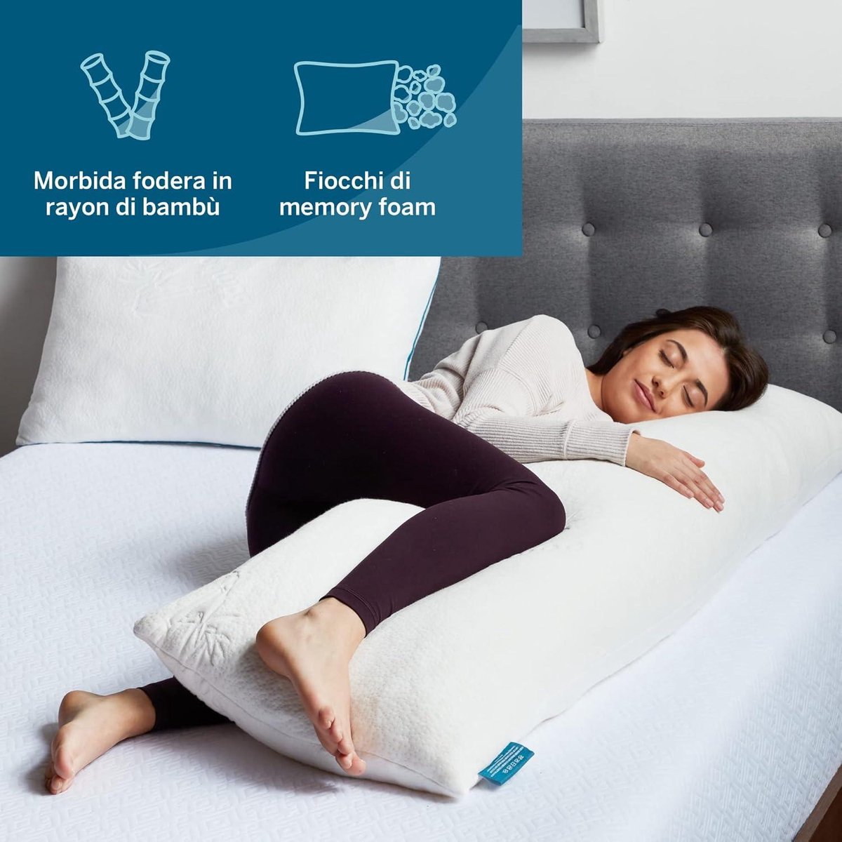 Shredded Memory Foam body pillow 20 x 54 inch with cover - ergonomic side sleeper pillow for adults - ideal pregnancy pillow maternity pillow cover xxl