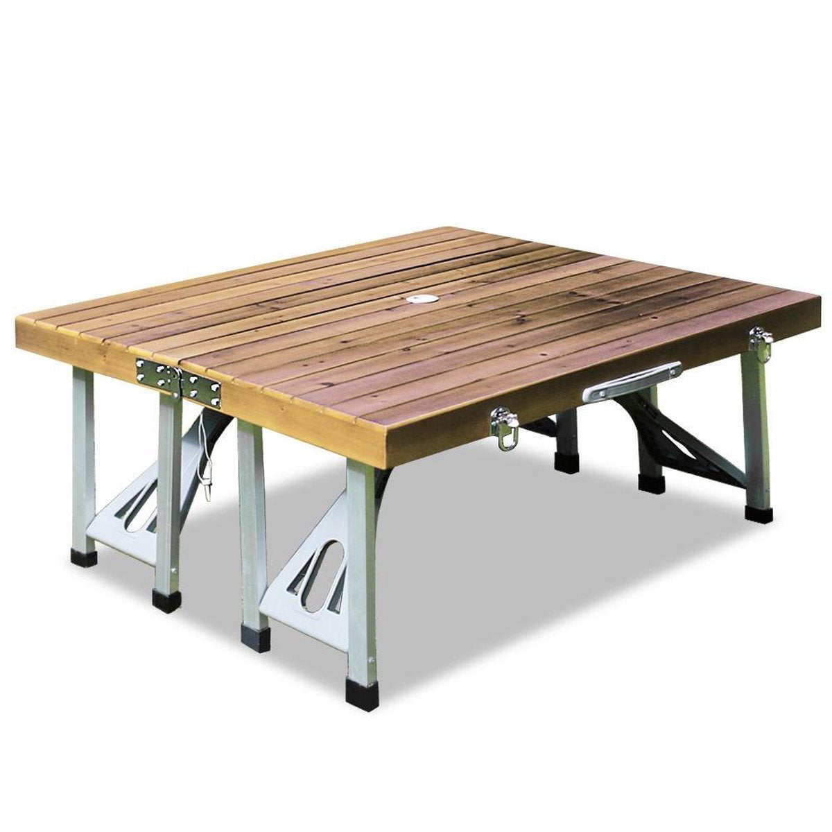 Deuba Picknicktafel Campingtafel - opvouwbaar voor 4 personen - hout en aluminium