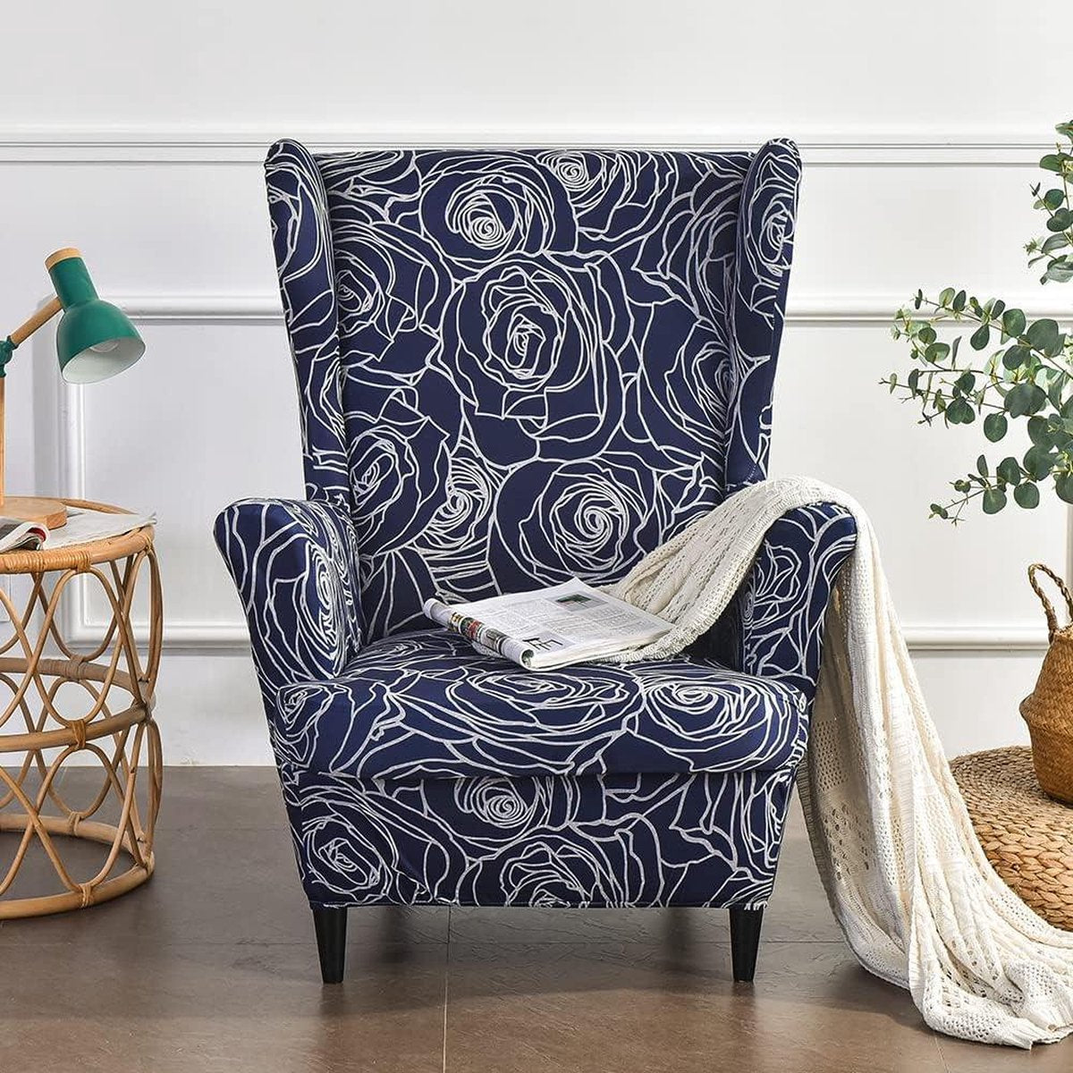 Printed Wingback Chair Slipcovers - Armchair Covers for Living Room