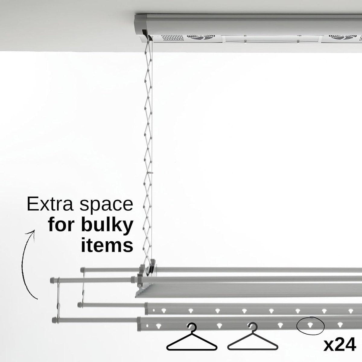 Foxydry Air Elektrisch muur- en plafonddroogrek met afstandsbediening - Ruimtebesparend en elektrisch (103)