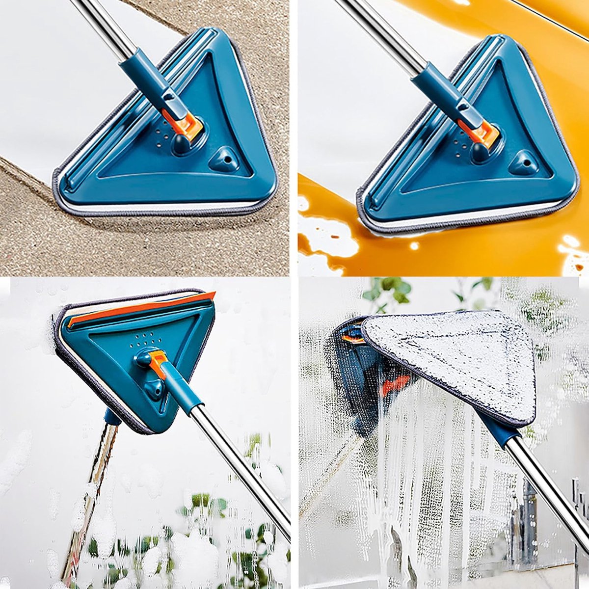 Triangle Mop with Long Handle, 360 Degree Rotating, Adjustable, Triangular Mop, Baseboard, Cleaner, Tool, Washer, Microfiber, Mop for Windows, Floor, Wall, Hardwood, Tiles