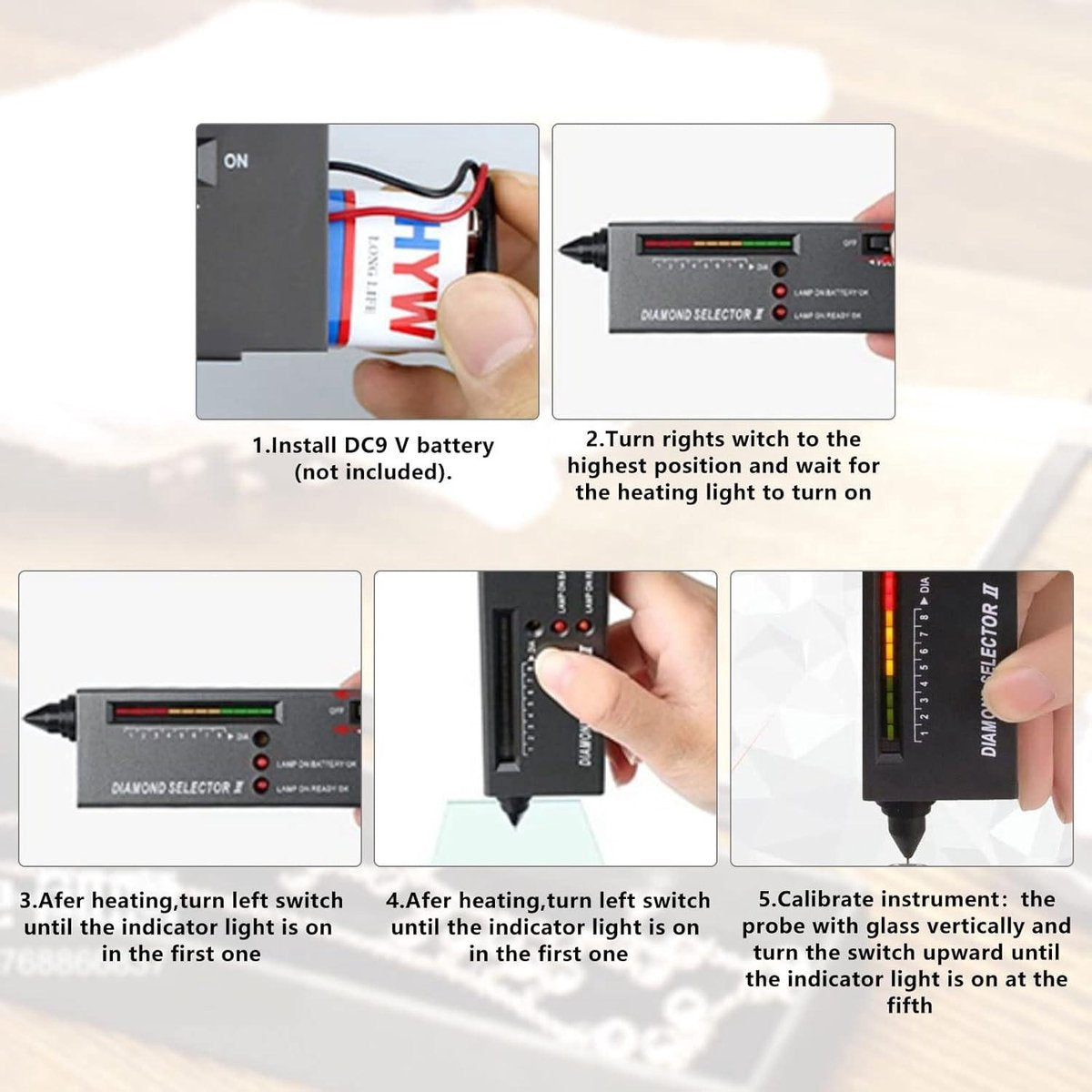 Diamanttesterpen Hoge Nauwkeurigheid Elektronische Sieradendetector met 30X 60X Vergrootglas Mini Led Opvouwbaar Vergrootglas