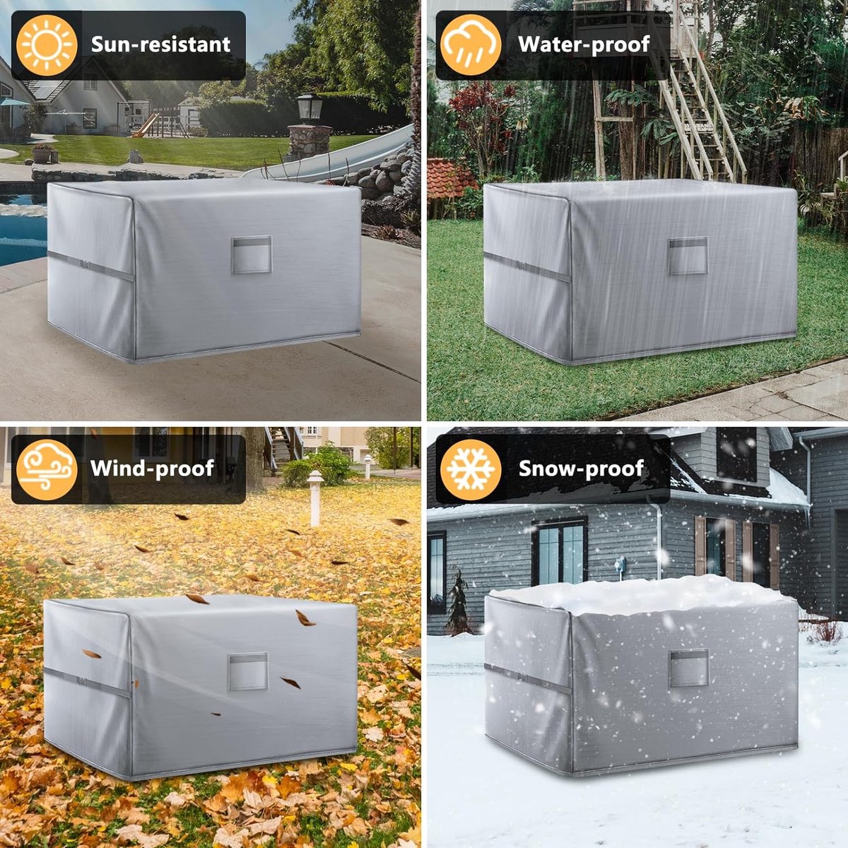 Tuinmeubelhoezen, waterdichte tuinmeubelhoes, 150 x 90 x 75 cm, terrastafelhoezen, 420D heavy-duty Oxford-stof, rotanmeubelhoes, winddicht, anti-uv, voor terras, buiten, grijs