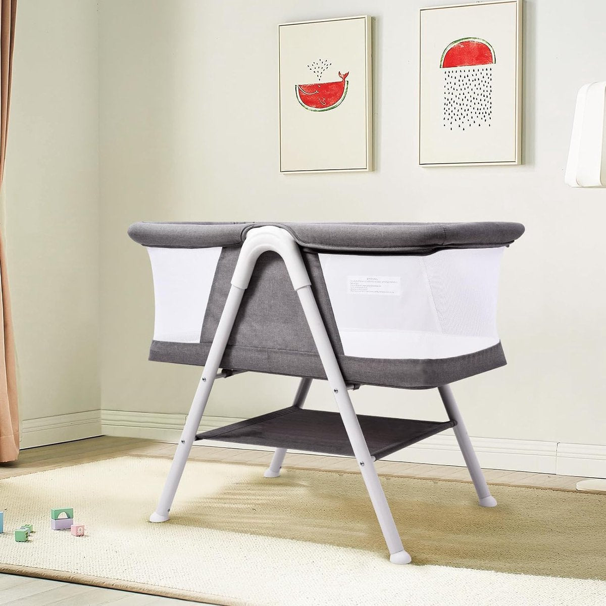 Babybed/Ledikant/Wieg/Reiswieg/Wiegje/Babywieg, Eenvoudig Draagbaar Bedje, Verstelbaar Draagbaar Bed voor Baby's/Pasgeborenen (Grijs)