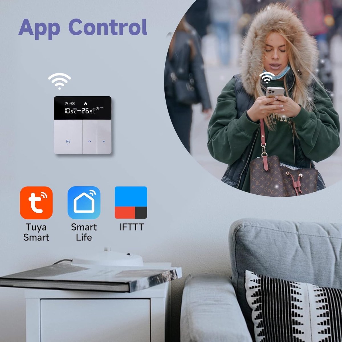 Slimme Thermostaat - Thermostaat voor CV - Touchscreen - Wifi - Voor Mobiel