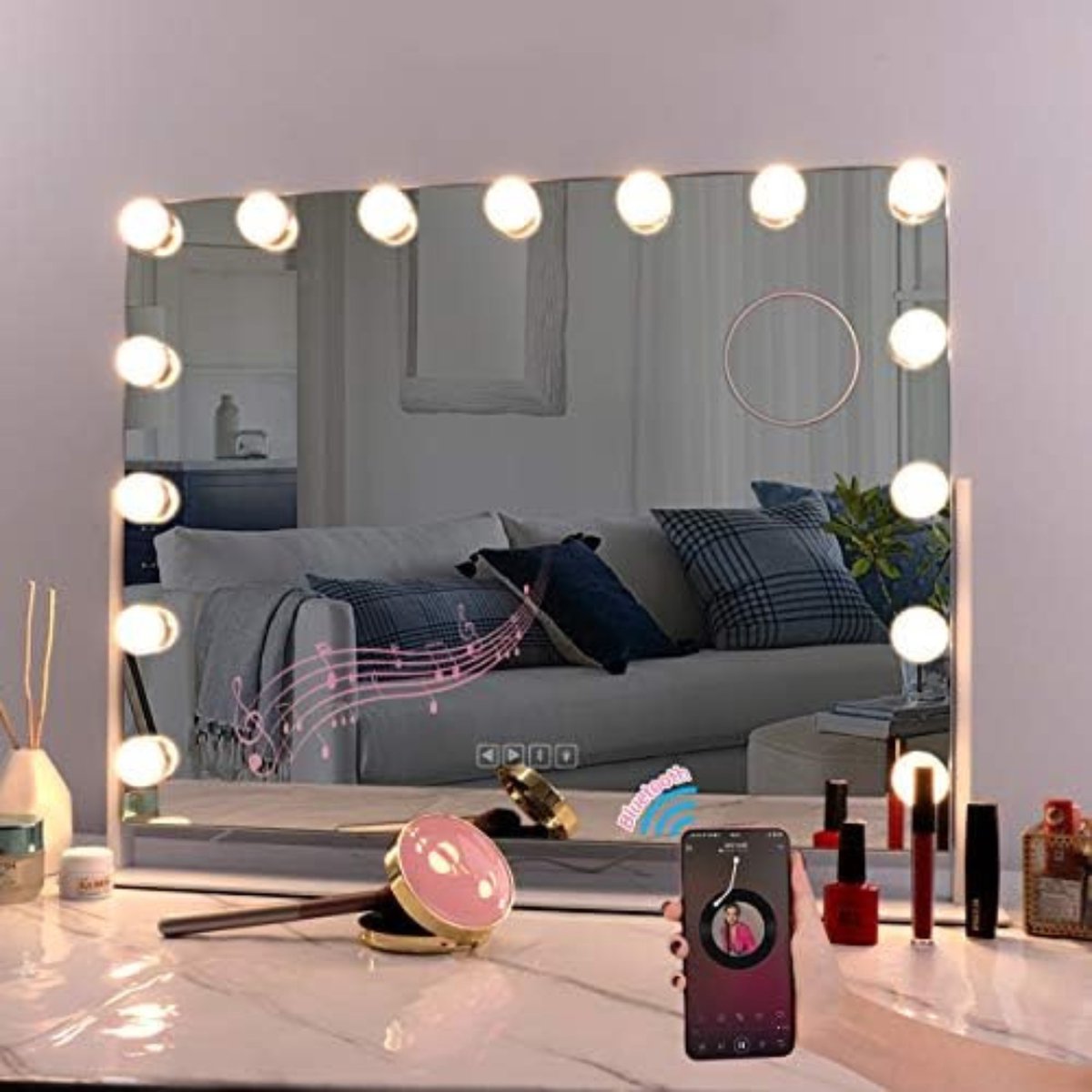 Hollywood kaptafel - Make-uptafel met spiegel en verlichting - Visagiespiegel - Visagiespiegel met verlichting