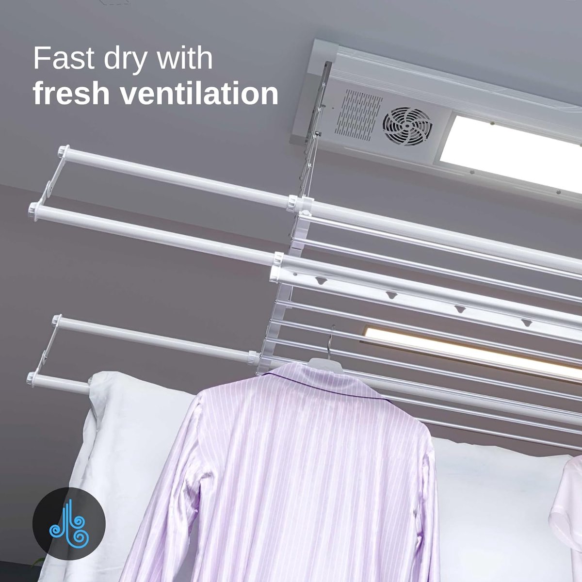 Foxydry Air Elektrisch muur- en plafonddroogrek met afstandsbediening - Ruimtebesparend en elektrisch (103)
