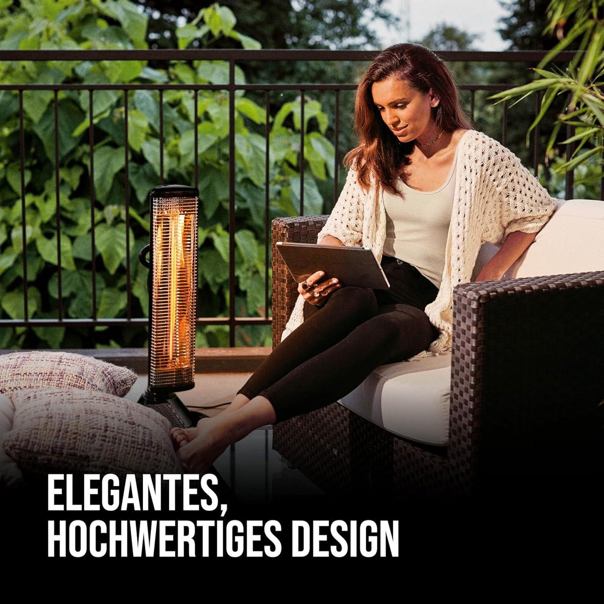 Heater Elektrische Terrasverwarmer 4923 verwarming elektrisch infrarood - binnen buiten - terras serre - zwart